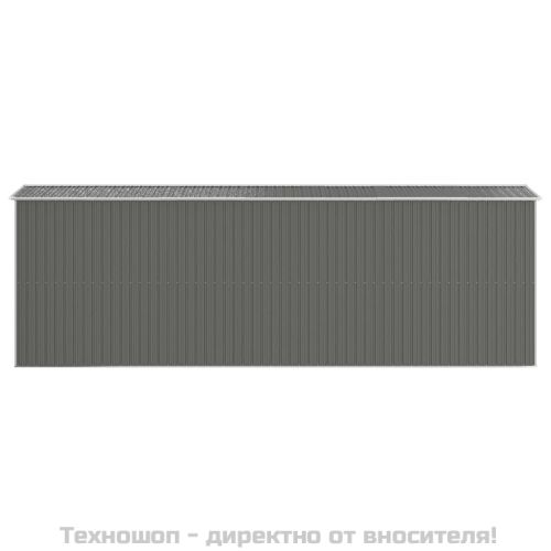 Градинска барака светлосива 192x606x223 см поцинкована стомана