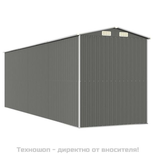 Градинска барака светлосива 192x606x223 см поцинкована стомана
