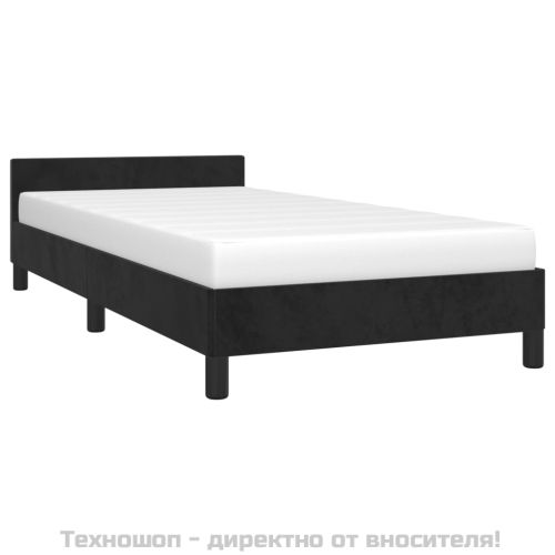 Рамка за легло с табла без матрак, черна, 90x190 см, кадифе