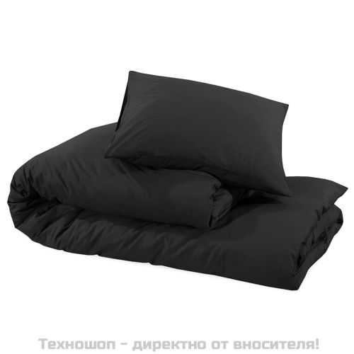 Комплект спално бельо, черно, 135x200 см, олекотен микрофибър