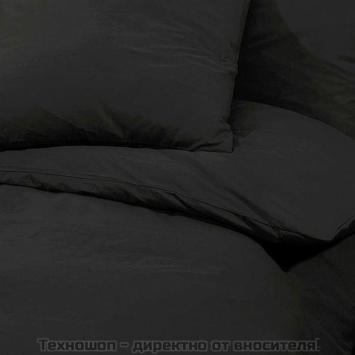 Комплект спално бельо, черно, 135x200 см, олекотен микрофибър