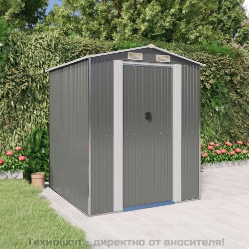 Градинска барака светлосива 192x191x223 см поцинкована стомана