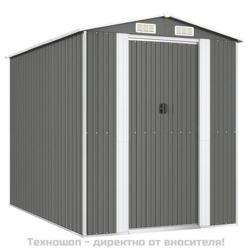 Градинска барака светлосива 192x274x223 см поцинкована стомана
