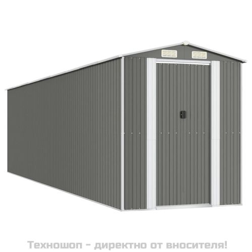 Градинска барака светлосива 192x772x223 см поцинкована стомана