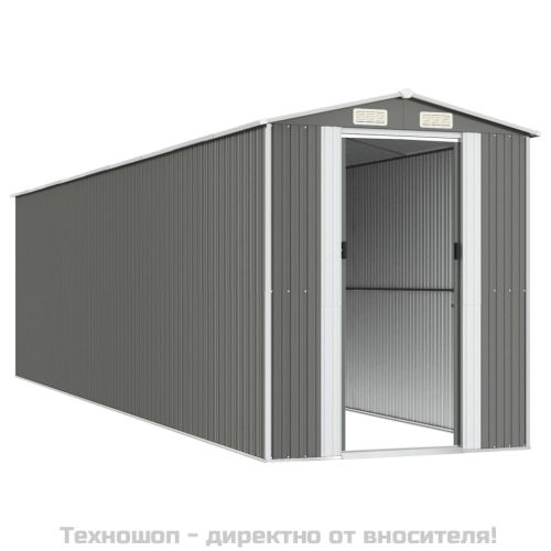 Градинска барака светлосива 192x772x223 см поцинкована стомана