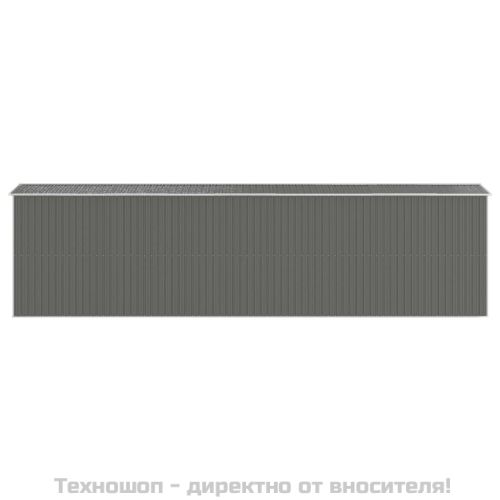 Градинска барака светлосива 192x772x223 см поцинкована стомана