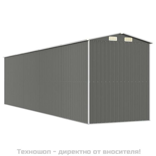 Градинска барака светлосива 192x772x223 см поцинкована стомана