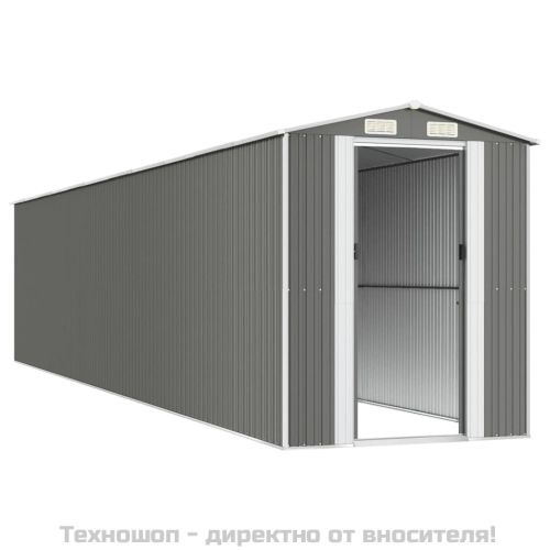 Градинска барака светлосива 192x938x223 см поцинкована стомана