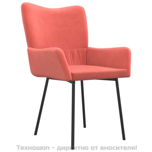 Трапезни столове, 2 бр, розови, кадифе