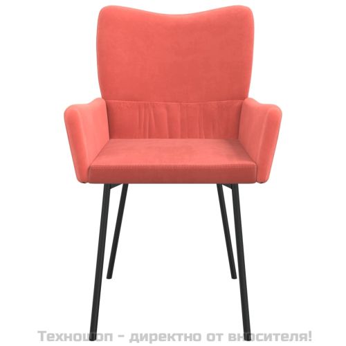 Трапезни столове, 2 бр, розови, кадифе