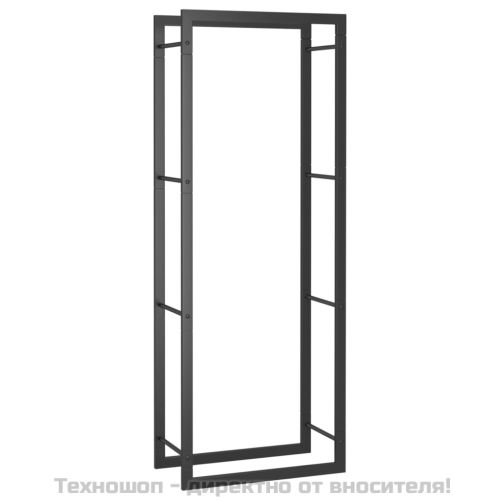 Стойка за дърва за огрев, черен мат, 50x28x132 см, стомана