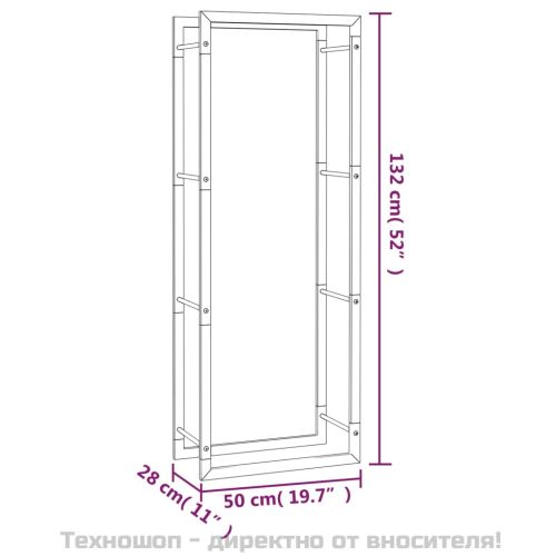 Стойка за дърва за огрев, черен мат, 50x28x132 см, стомана