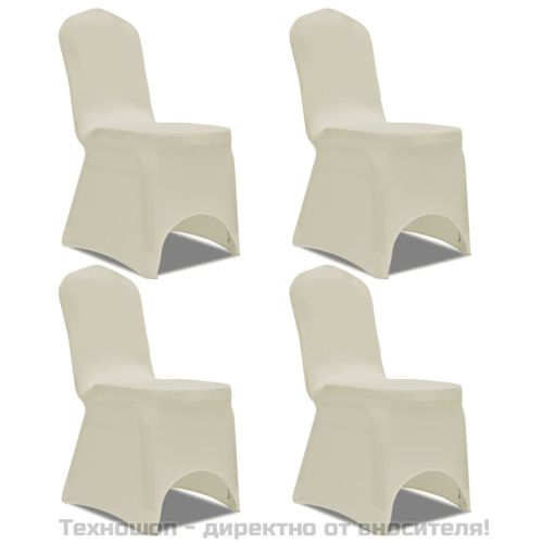 Покривни калъфи за столове, еластични, 4 бр, кремави