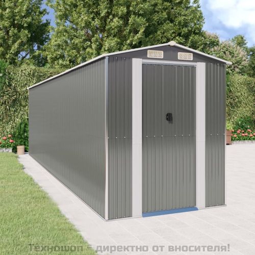 Градинска барака светлосива 192x689x223см поцинкована стомана