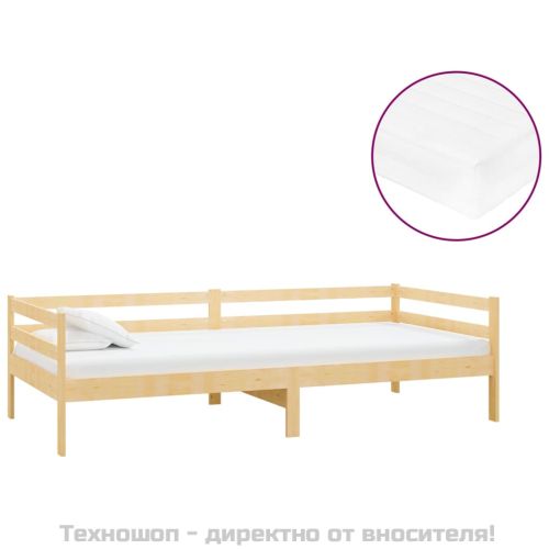 Дневно легло с матрак, 90x200 см, борово дърво масив