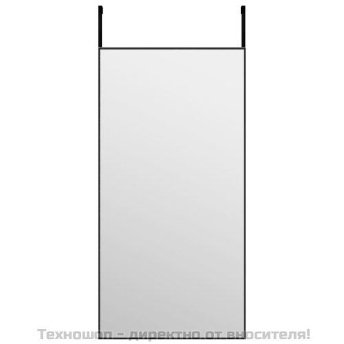 Огледало за врата, черно, 40x80 см, стъкло и алуминий