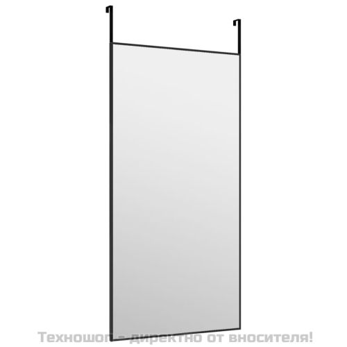 Огледало за врата, черно, 40x80 см, стъкло и алуминий