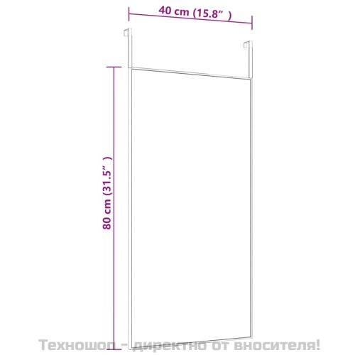 Огледало за врата, черно, 40x80 см, стъкло и алуминий
