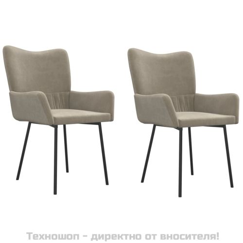 Трапезни столове, 2 бр, светлосиви, кадифе