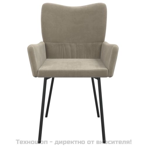 Трапезни столове, 2 бр, светлосиви, кадифе