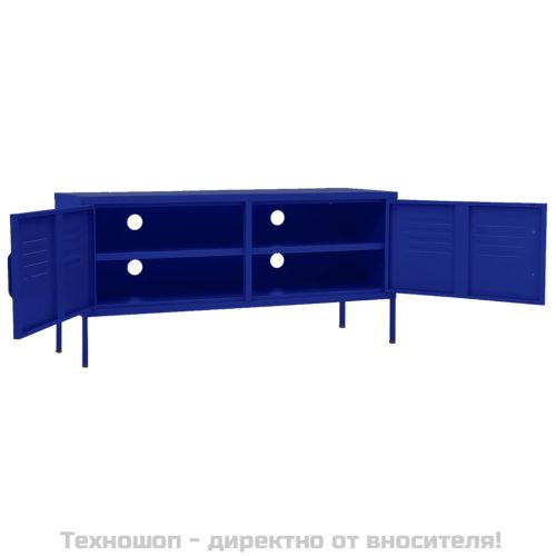 ТВ шкаф, нейви синьо, 105x35x50 см, стомана