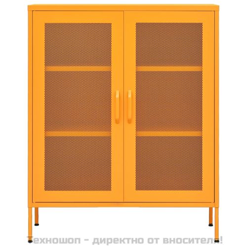 Шкаф за съхранение, цвят горчица жълт, 80x35x101,5 см, стомана