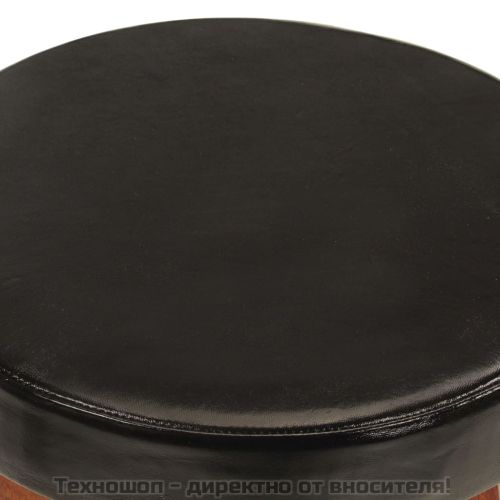 Бар табуретки 2 бр естествена кожа и акациево дърво масив