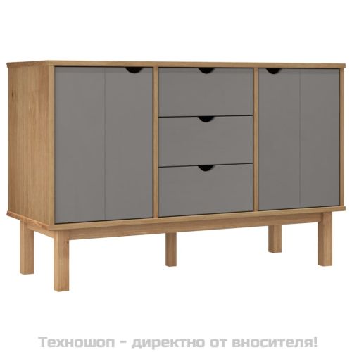 Сайдборд OTTA, кафяво и сиво, 113,5x43x73 см, бор масив