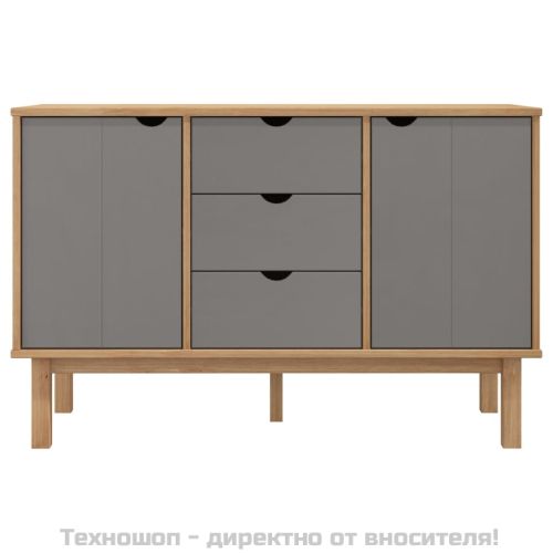 Сайдборд OTTA, кафяво и сиво, 113,5x43x73 см, бор масив