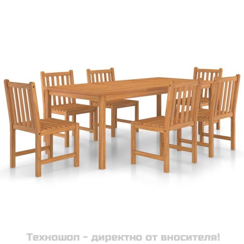 Градински комплект за хранене, 7 части, 200x100 см, масивно тиково дърво