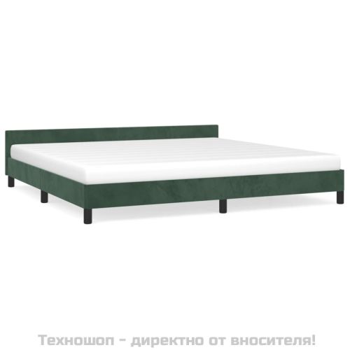 Рамка за легло без матрак, тъмнозелена, 200x200 см, кадифе