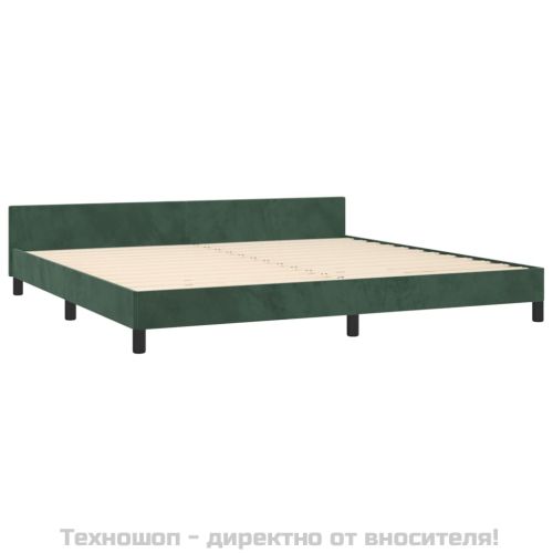 Рамка за легло без матрак, тъмнозелена, 200x200 см, кадифе