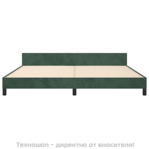 Рамка за легло без матрак, тъмнозелена, 200x200 см, кадифе