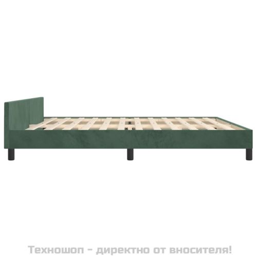 Рамка за легло без матрак, тъмнозелена, 200x200 см, кадифе