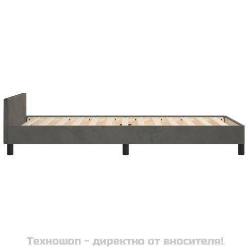 Рамка за легло без матрак, тъмносива, 90x200 см, кадифе