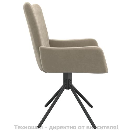 Въртящи се трапезни столове, 2 бр, светлосиви, кадифе