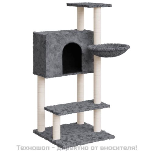 Котешко дърво със сизалени стълбове, тъмносиво, 108,5 см