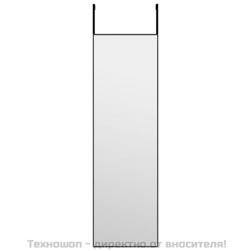 Огледало за врата, черно, 30x100 см, стъкло и алуминий