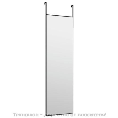 Огледало за врата, черно, 30x100 см, стъкло и алуминий