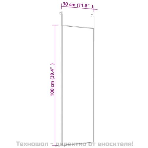 Огледало за врата, черно, 30x100 см, стъкло и алуминий