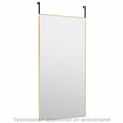 Огледало за врата, златисто, 50x100 см, стъкло и алуминий