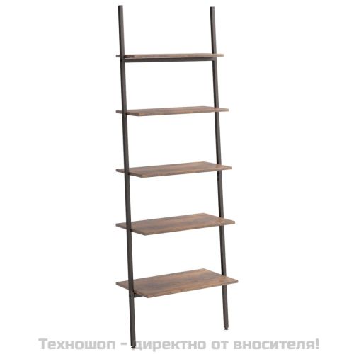 Етажерка стълба с 5 рафта тъмнокафяво и черно 64x34x185,5 см