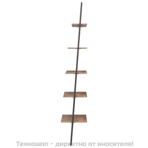 Етажерка стълба с 5 рафта тъмнокафяво и черно 64x34x185,5 см