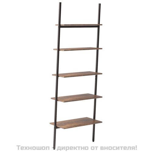 Етажерка стълба с 5 рафта тъмнокафяво и черно 64x34x185,5 см
