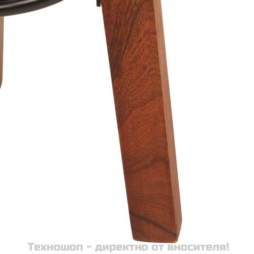 Бар табуретки 2 бр естествена кожа и акациево дърво масив