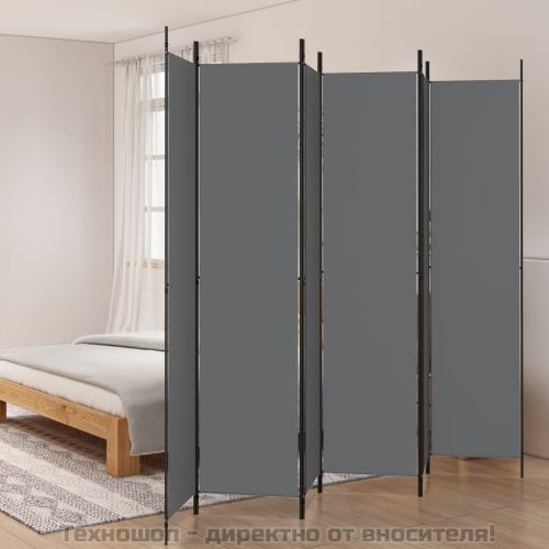Параван за стая, 6 панела, антрацит, 300x220 cм, текстил