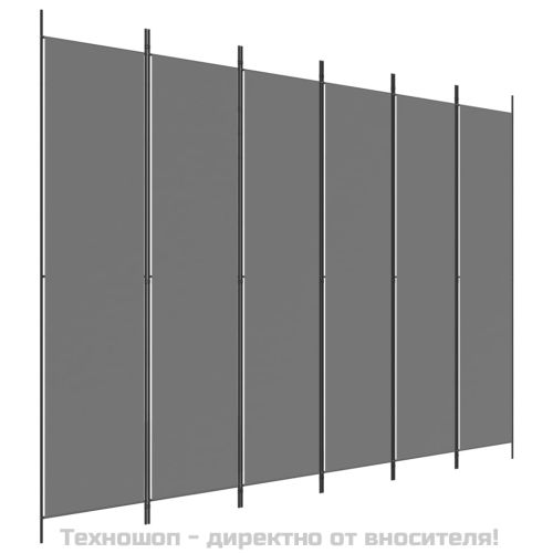 Параван за стая, 6 панела, антрацит, 300x220 cм, текстил