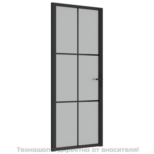 Интериорна врата, 83x201,5 см, черен мат, стъкло и алуминий