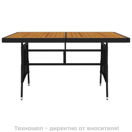 Градински трапезен комплект, 7 части, полиратан, черен