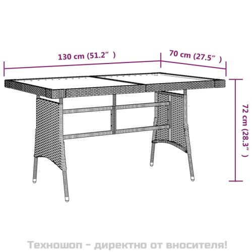 Градински трапезен комплект, 7 части, полиратан, черен